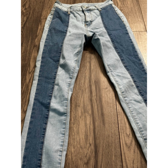 Shein XS High Waist Light Wash Skinny Jean with Thin Dark Line Denim Down Front - Picture 5 of 7